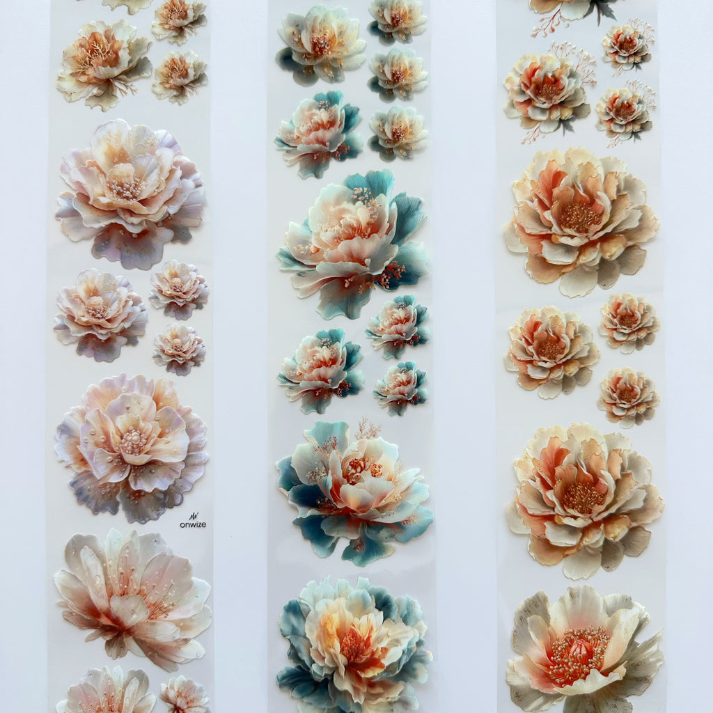 Pearl Bloom PET Tape | Soft Botanical Scrapbook Tape | 6cm x 5m