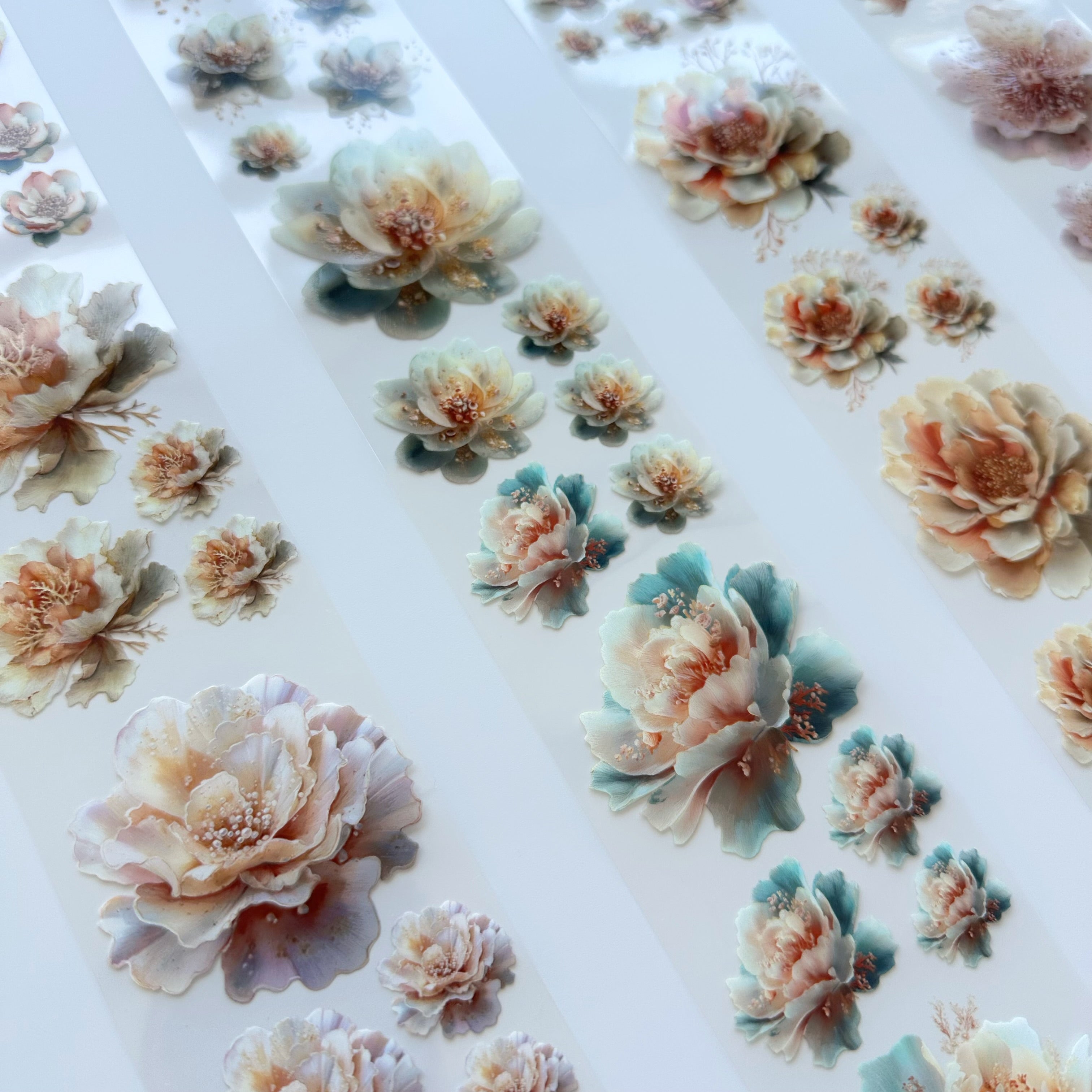 Pearl Bloom PET Tape | Soft Botanical Scrapbook Tape | 6cm x 5m