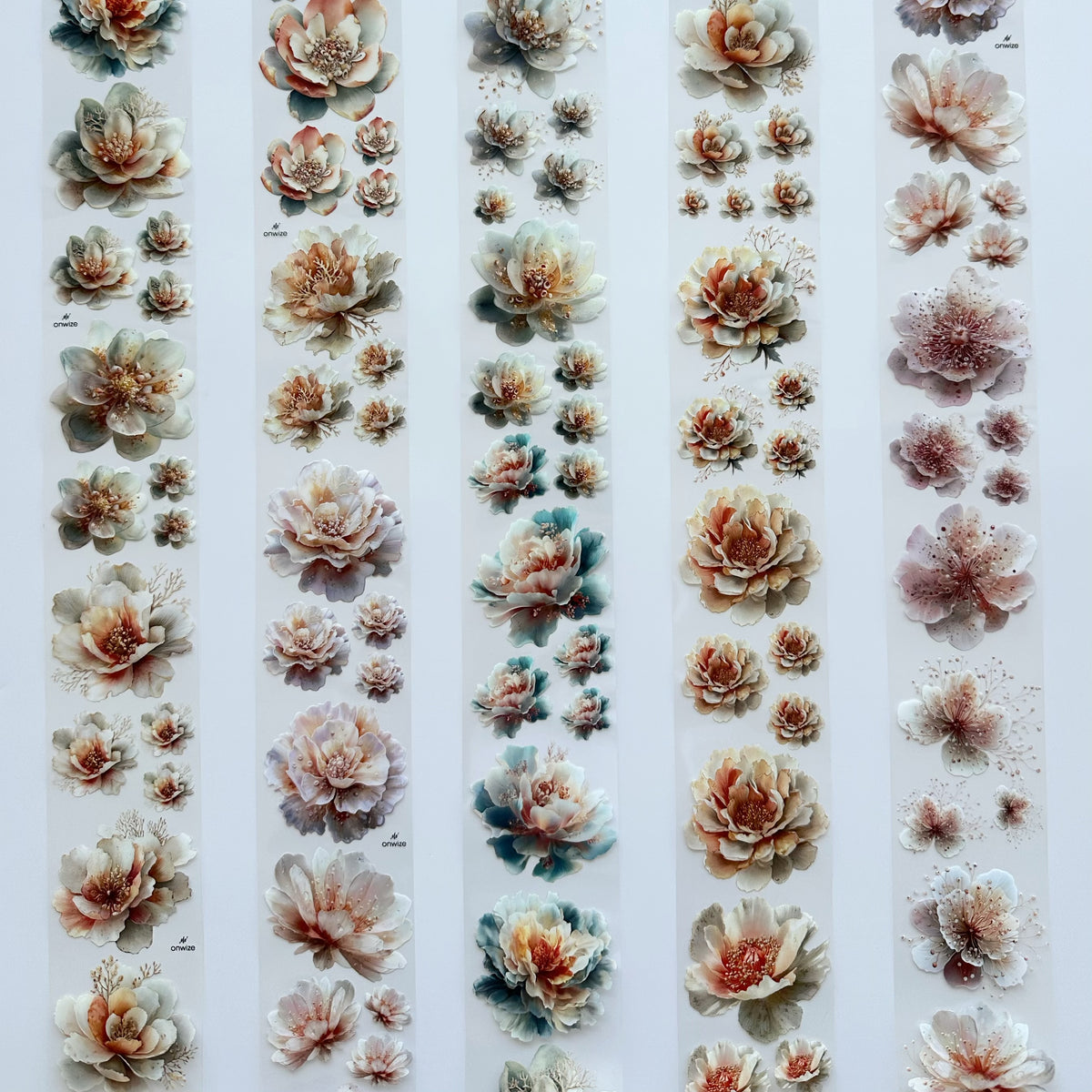 Pearl Bloom PET Tape | Soft Botanical Scrapbook Tape | 6cm x 5m
