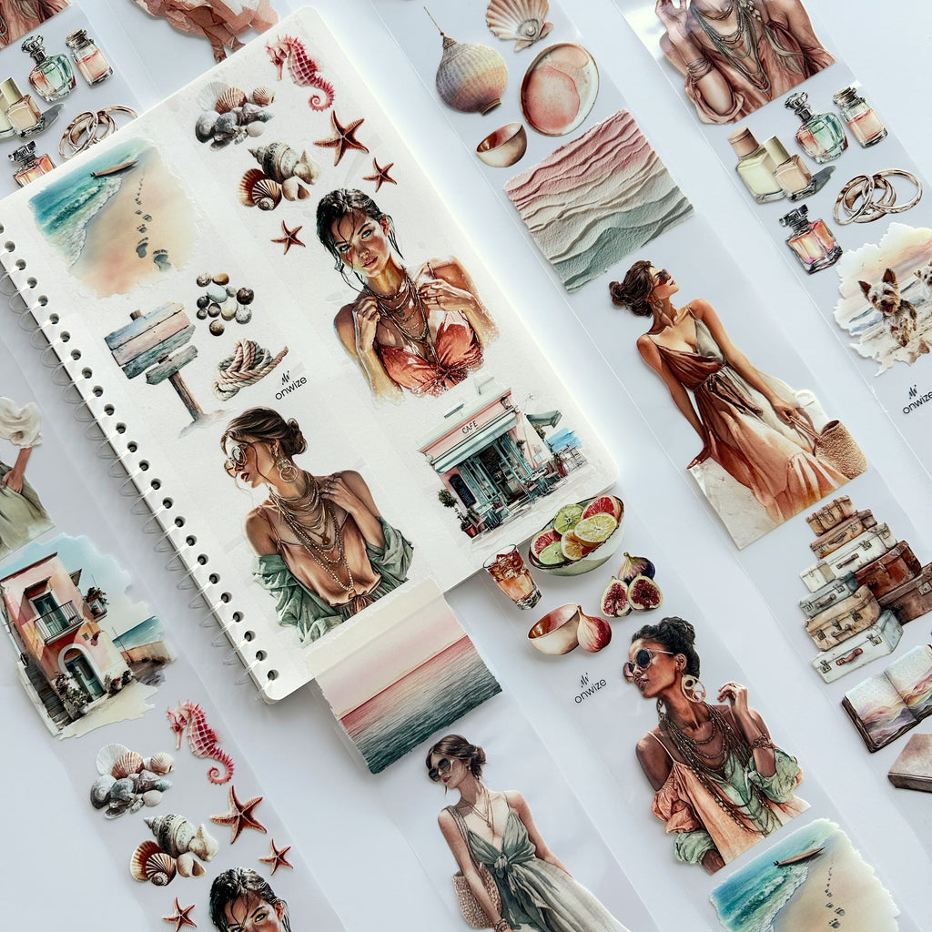 Coastal Blush | Seaside Romance & Coastal PET Tape | 7cm x 5m