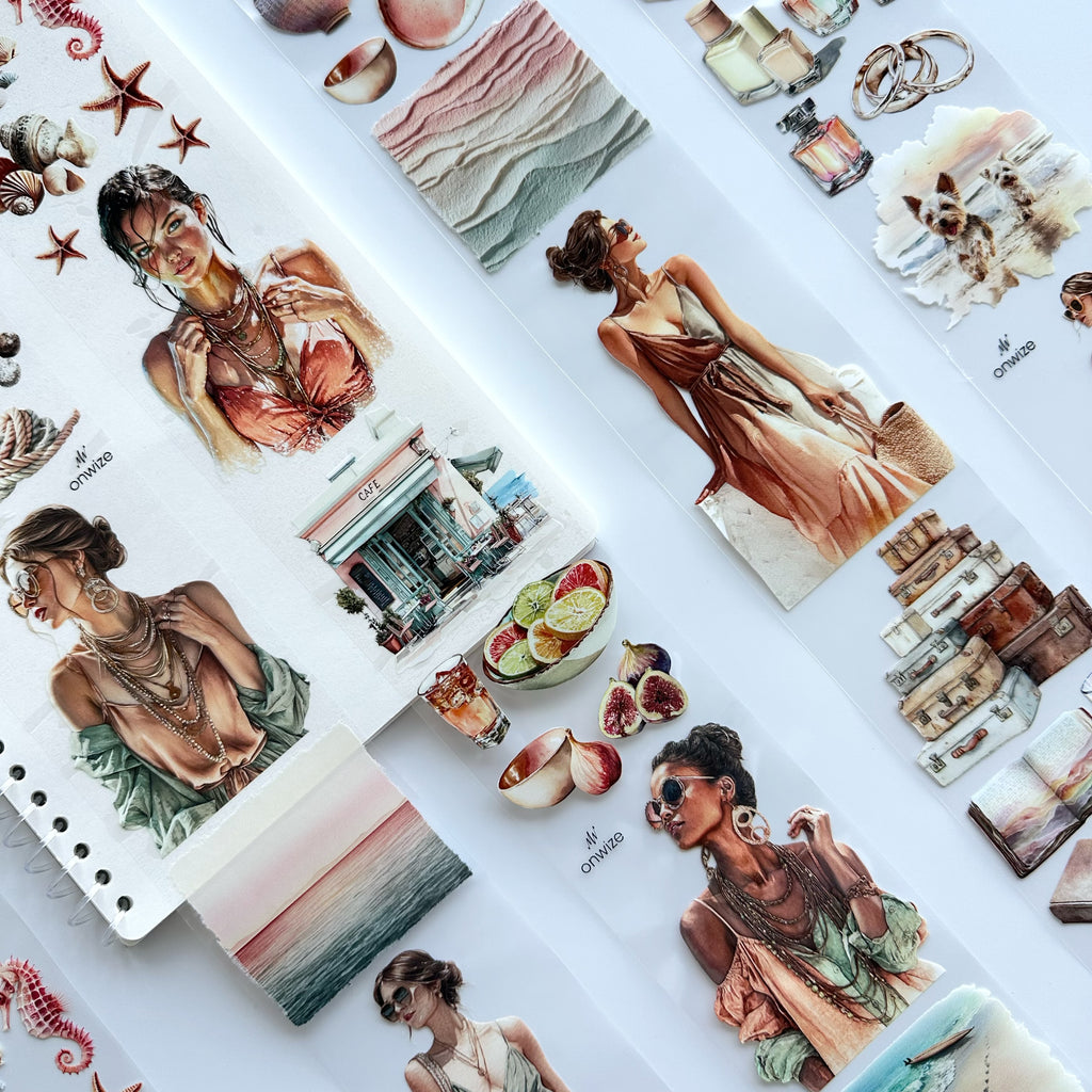 Coastal Blush | Seaside Romance & Coastal PET Tape | 7cm x 5m