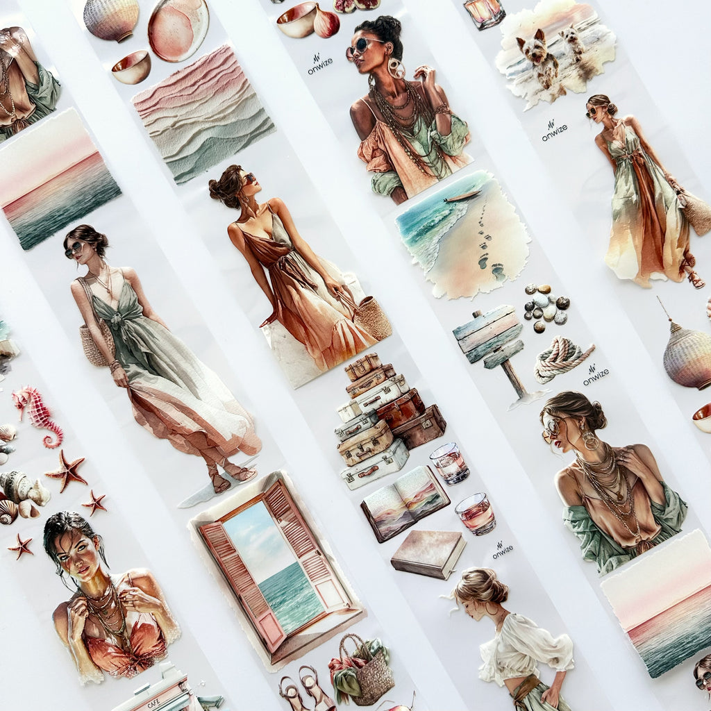 Coastal Blush | Seaside Romance & Coastal PET Tape | 7cm x 5m