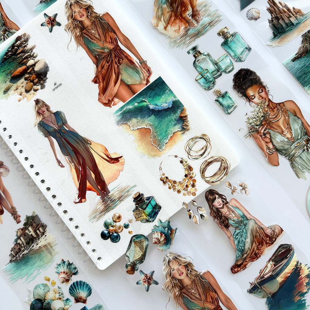 Azure Tide PET Tape | Ocean Breeze Fashion Scrapbook Tape | 7cm x 5m