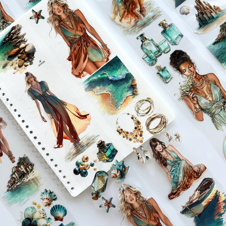 Azure Tide PET Tape | Ocean Breeze Fashion Scrapbook Tape | 7cm x 5m