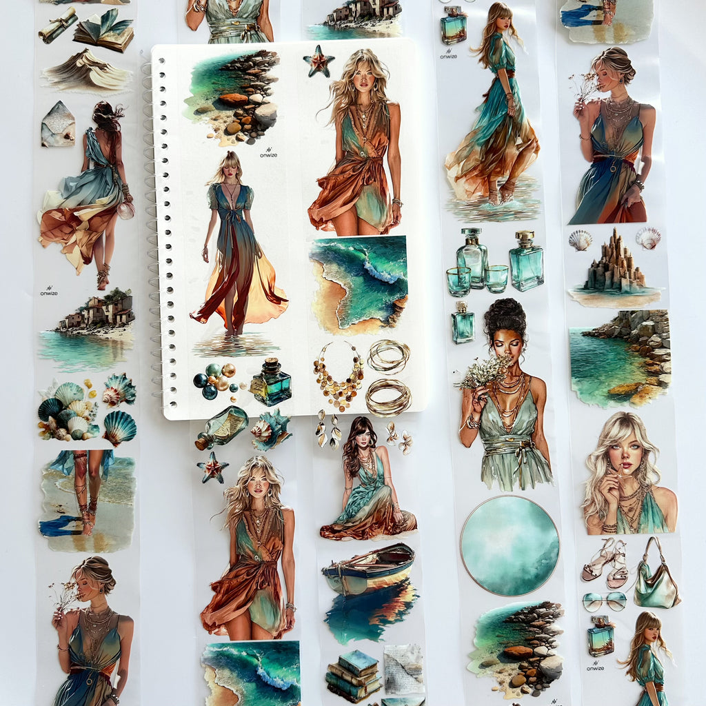 Azure Tide PET Tape | Ocean Breeze Fashion Scrapbook Tape | 7cm x 5m