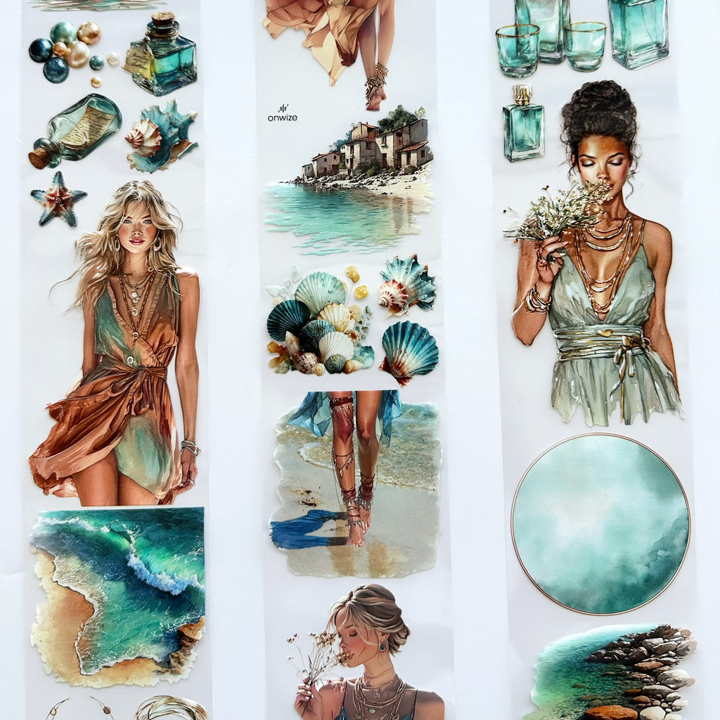 Azure Tide PET Tape | Ocean Breeze Fashion Scrapbook Tape | 7cm x 5m