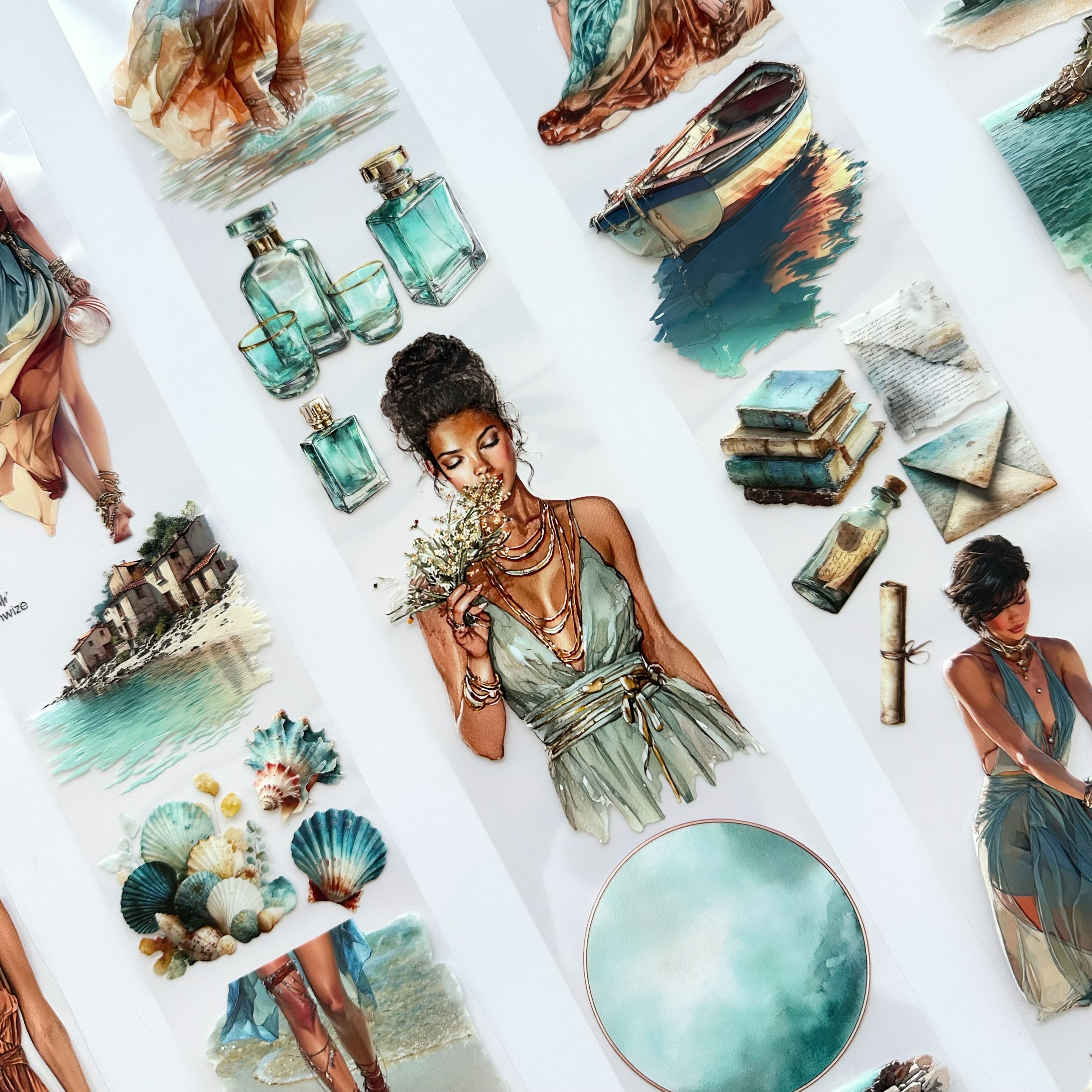Azure Tide PET Tape | Ocean Breeze Fashion Scrapbook Tape | 7cm x 5m