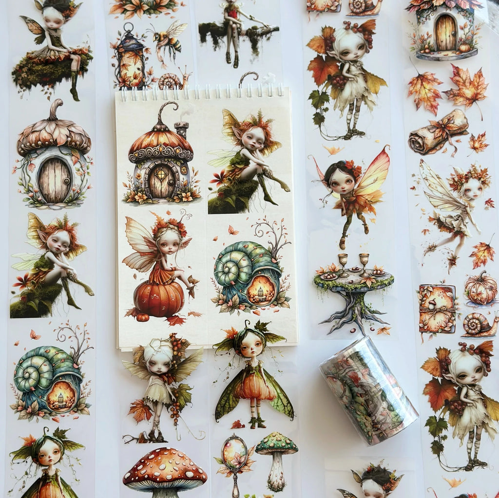 Fairy Dust Oil PET Tape – Autumn Forest Fairy Scrapbook Roll – Whimsical 7cm Sticker – SRP133