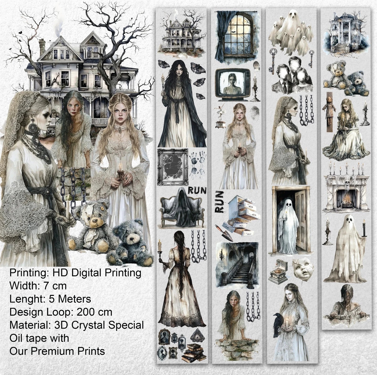 Voices in the Mansion PET Tape – Gothic Scrapbooking, Haunted Journaling, Spooky Crafts – Tax Included – SRP151