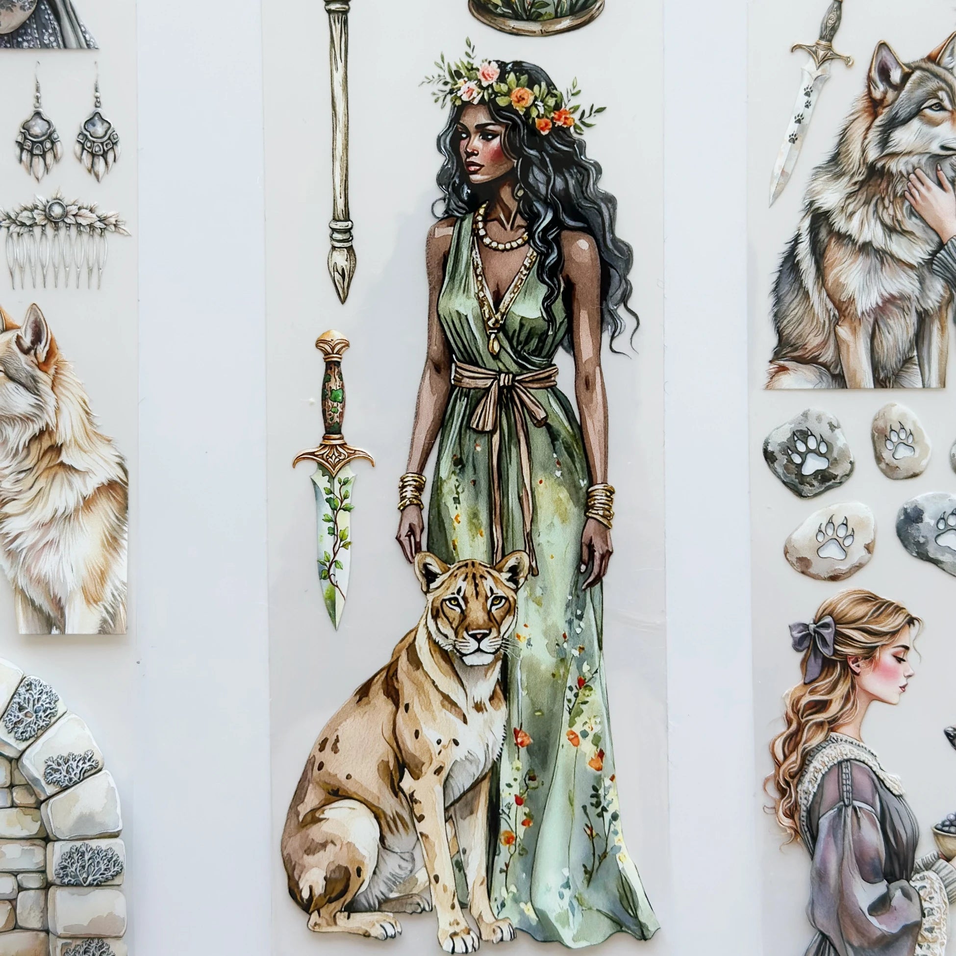 Magical Passage Oil PET Tape – Fantasy Woman & Wild Animal Scrapbook Roll – 7cm Mystic Forest – SRP136