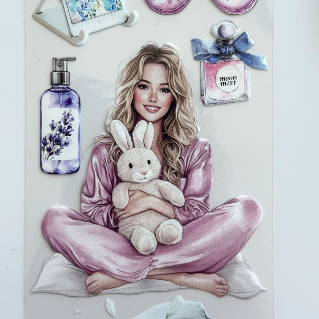 Pillow Fight Girls PET Oil Tape – Sleepover Aesthetic Scrapbook Roll – Cozy Night Vibes – SRP131