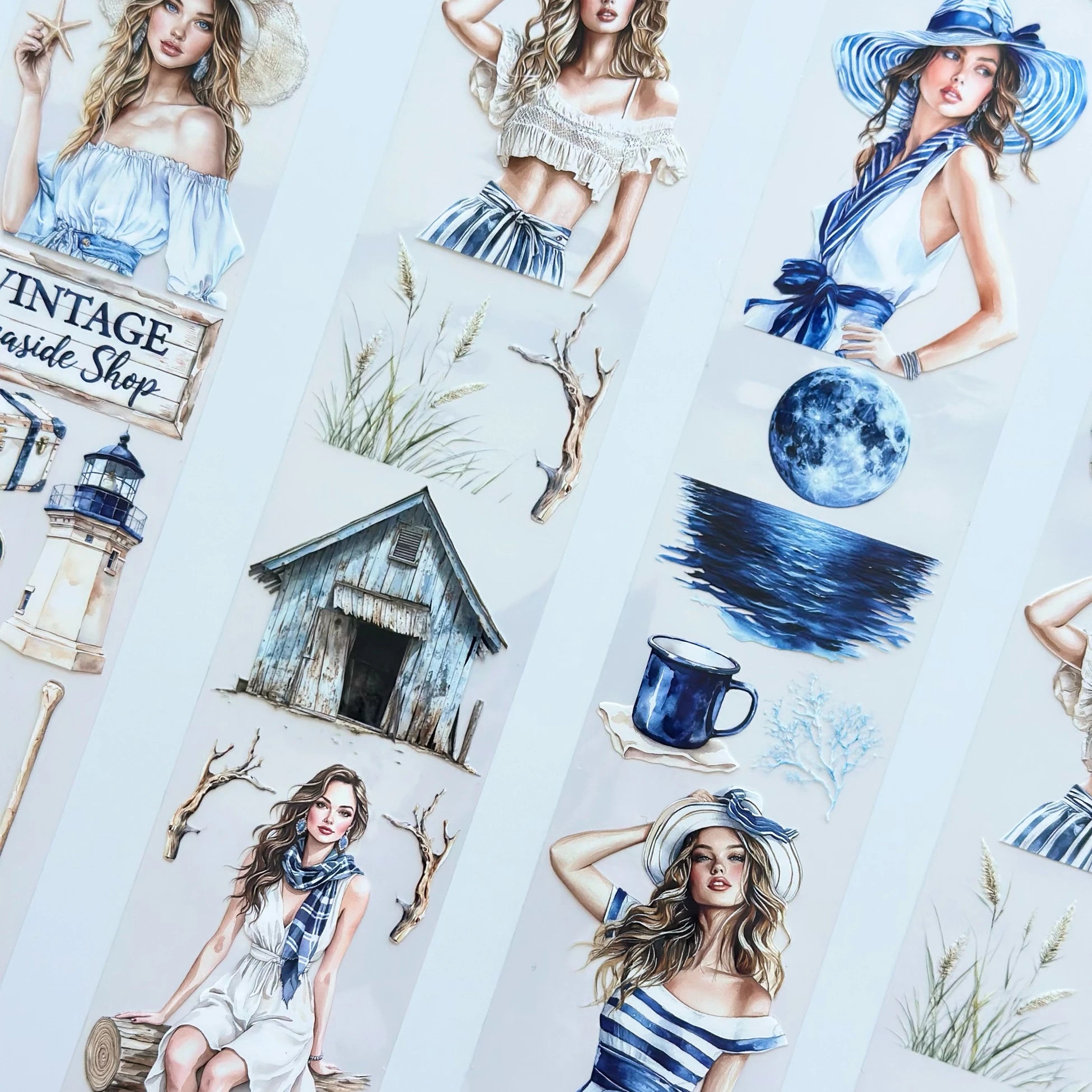 The Story of Waves Oil PET Tape – Coastal Girl Sticker Roll – Nautical Scrapbook Tape 7cm – SRP138