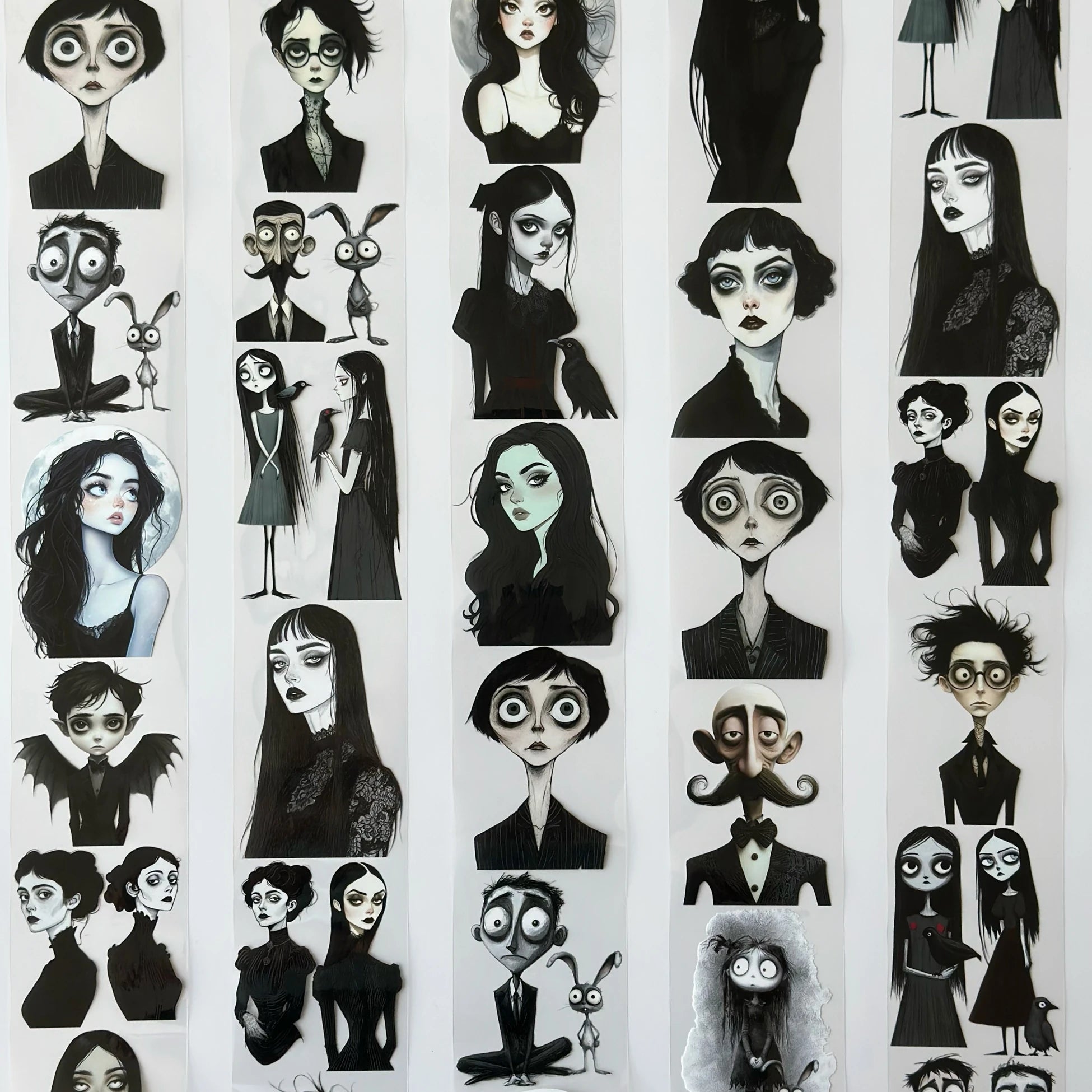 Gothic Family Pet Tape – Dark Aesthetic Characters, Tim Burton Style Art, Creepy Cute Halloween Tape, Tax Included – SRP163