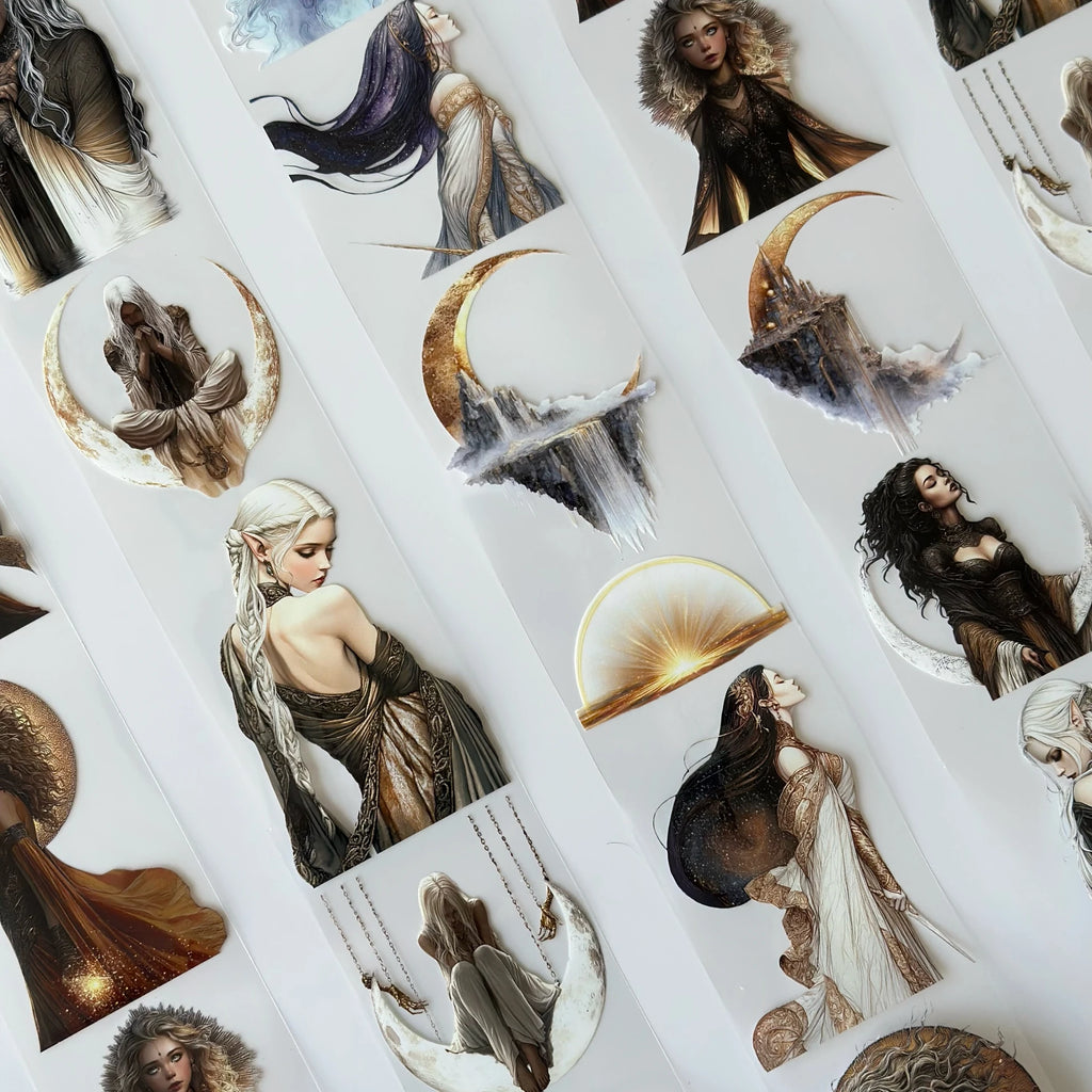 Moonlight Goddess Pet Tape – Mystic Fantasy Women, Golden Moon Aesthetic, Elegant Dark Art, Tax Included – SRP161