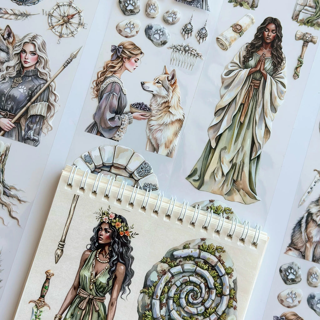 Magical Passage Oil PET Tape – Fantasy Woman & Wild Animal Scrapbook Roll – 7cm Mystic Forest – SRP136