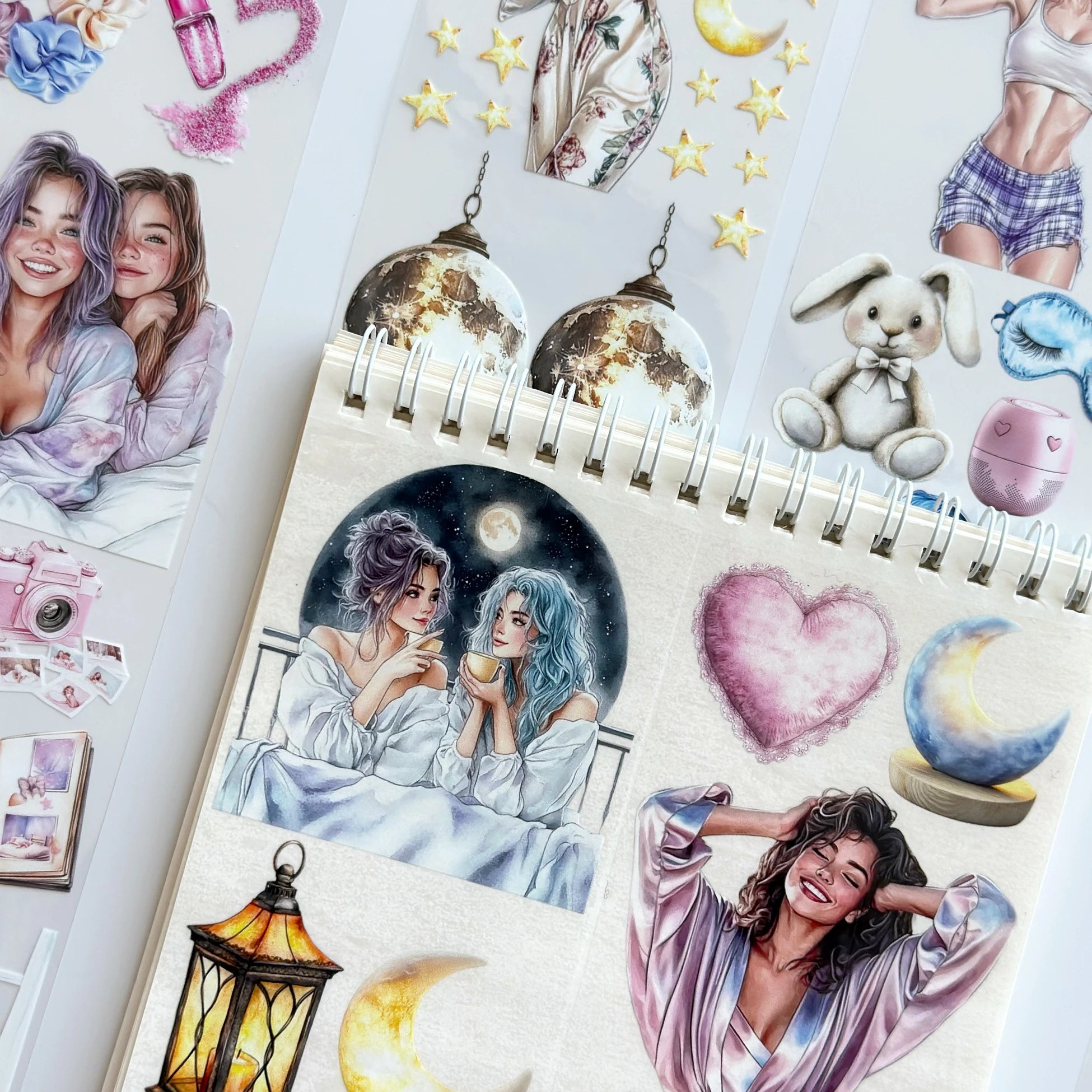 Pillow Fight Girls PET Oil Tape – Sleepover Aesthetic Scrapbook Roll – Cozy Night Vibes – SRP131