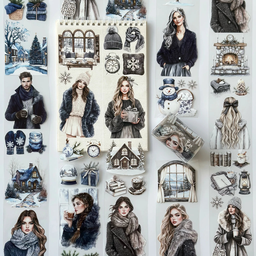 Winter Serenity Fashion Girl Pet Tape – Cozy Winter Aesthetic, Snowy Home Scene, Elegant Blue Tones, Tax Included – SRP160