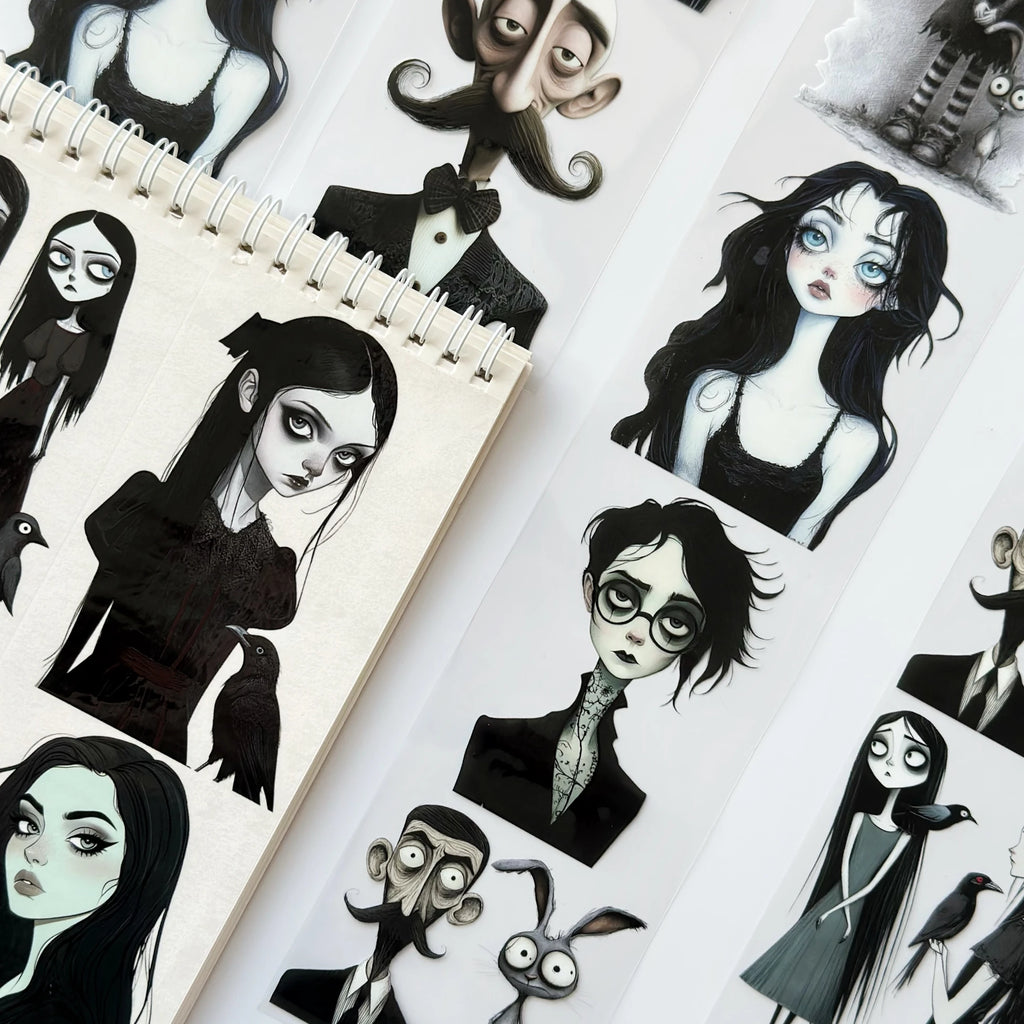 Gothic Family Pet Tape – Dark Aesthetic Characters, Tim Burton Style Art, Creepy Cute Halloween Tape, Tax Included – SRP163