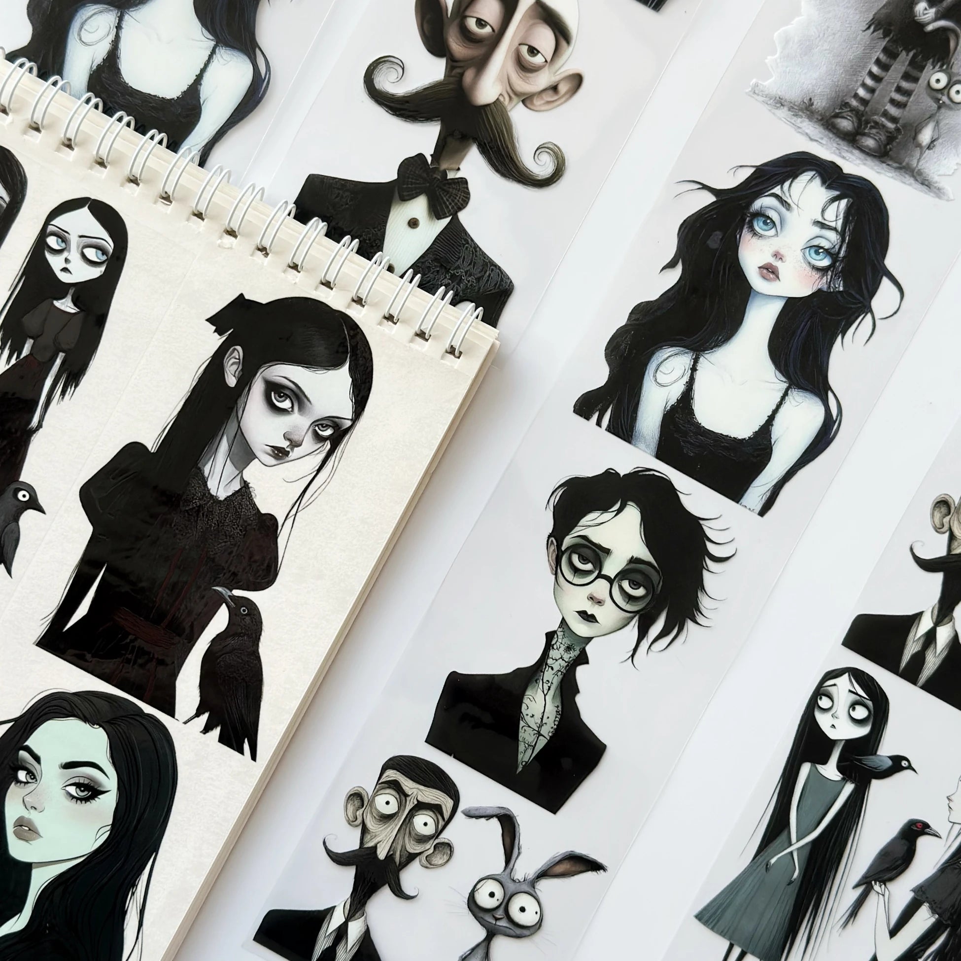 Gothic Family Pet Tape – Dark Aesthetic Characters, Tim Burton Style Art, Creepy Cute Halloween Tape, Tax Included – SRP163