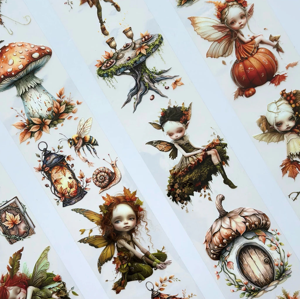 Fairy Dust Oil PET Tape – Autumn Forest Fairy Scrapbook Roll – Whimsical 7cm Sticker – SRP133