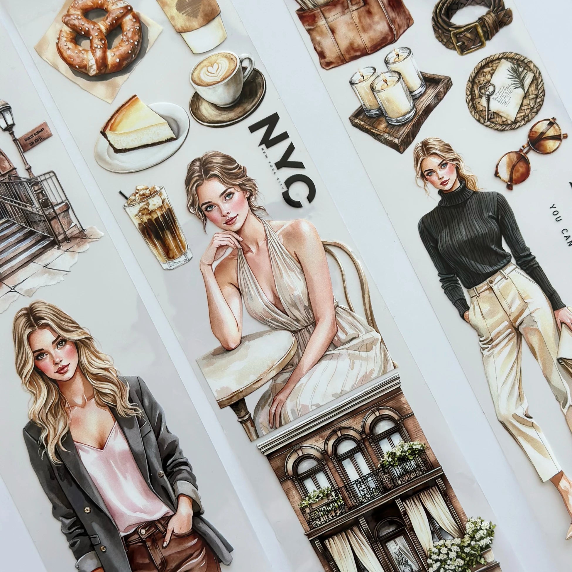 NYC Elegance Oil PET Tape – New York City Girl Sticker Roll – Urban Vintage 7cm Journal Deco – SRP139