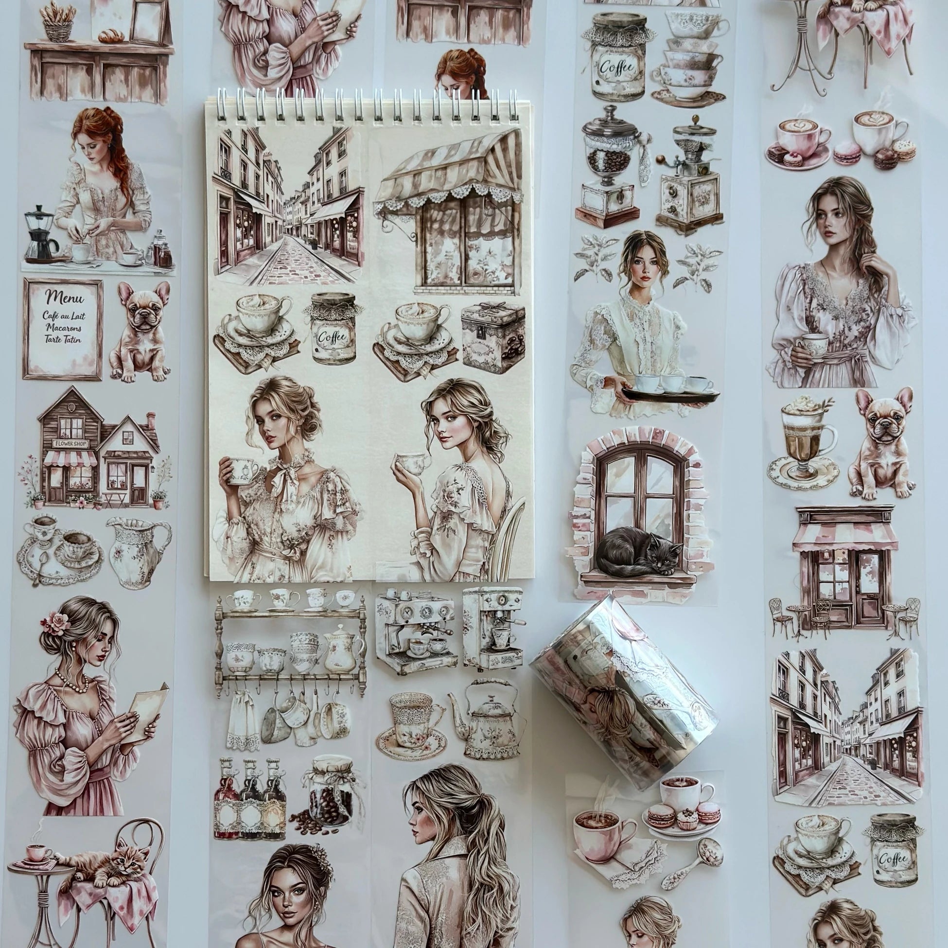 Coffee & Talk Oil PET Tape – Cozy Café Girl Scrapbook Sticker Roll – Vintage Coffee Aesthetic – SRP135