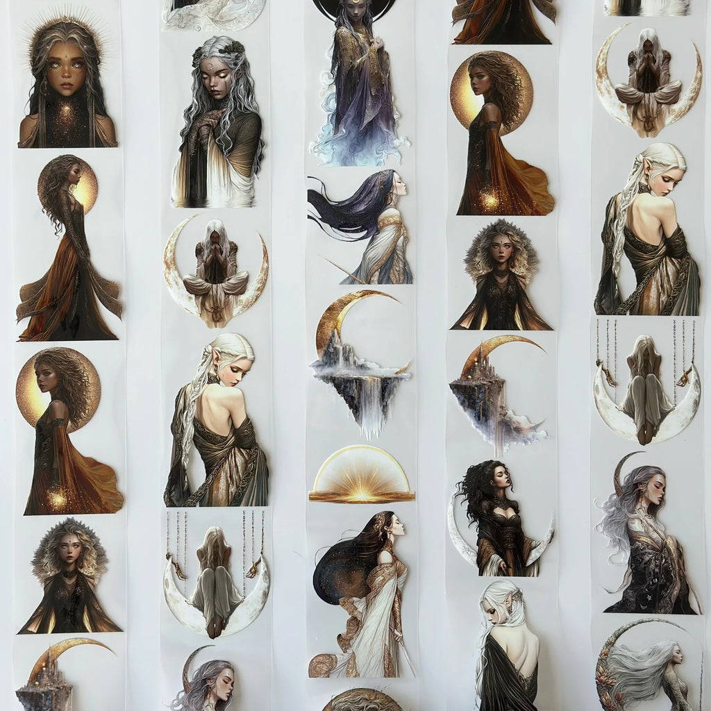 Moonlight Goddess Pet Tape – Mystic Fantasy Women, Golden Moon Aesthetic, Elegant Dark Art, Tax Included – SRP161