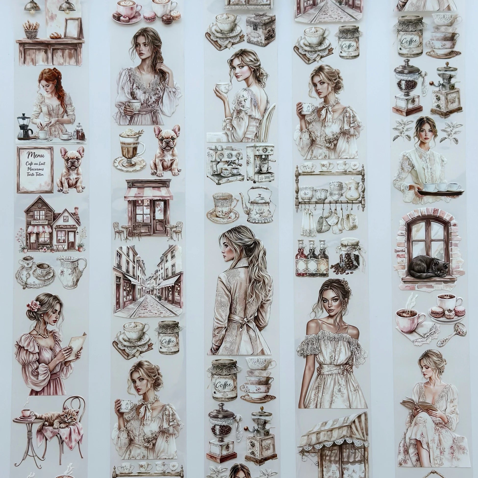 Coffee & Talk Oil PET Tape – Cozy Café Girl Scrapbook Sticker Roll – Vintage Coffee Aesthetic – SRP135