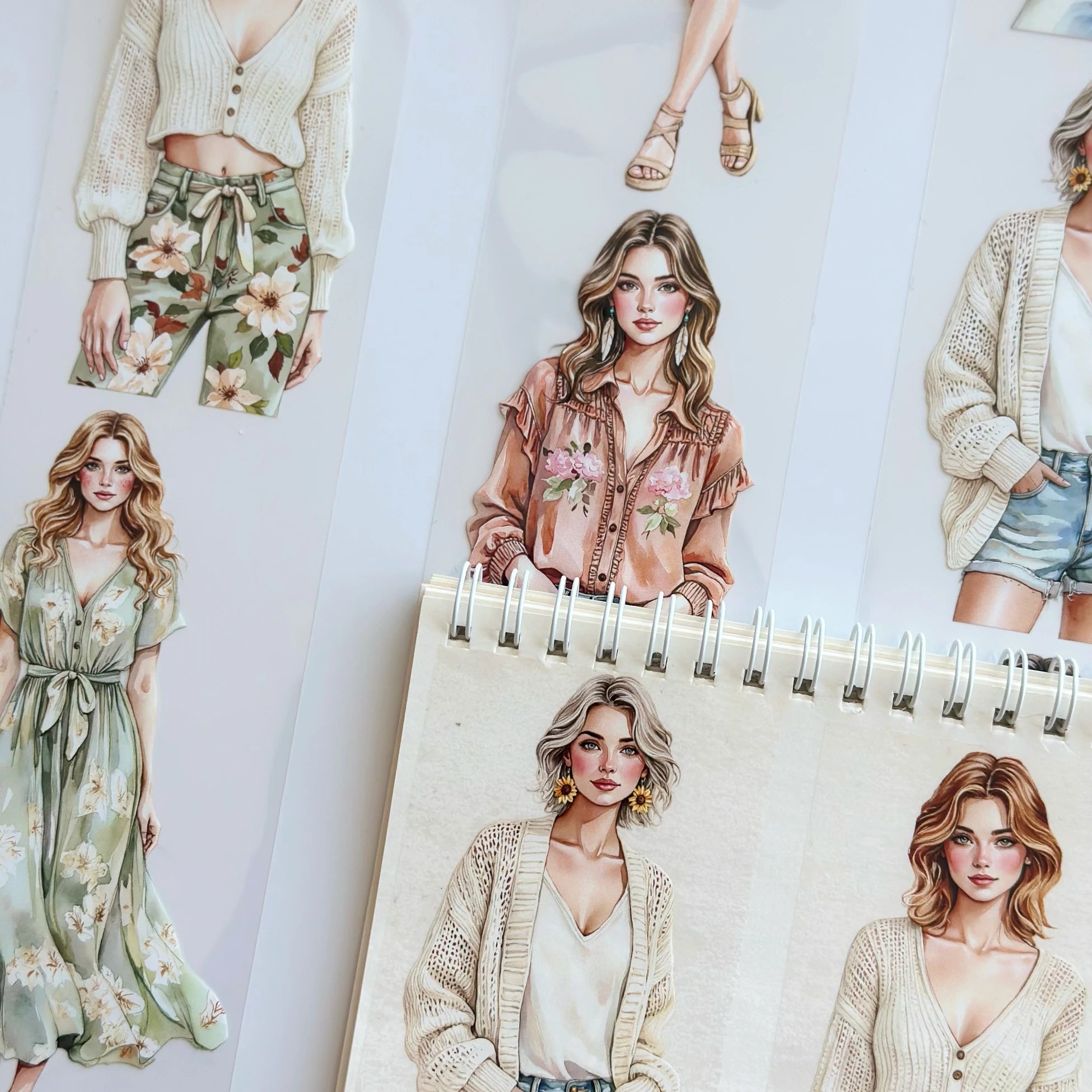 Summer Wind Fashion Girls Oil Tape – Scrapbook PET Sticker Roll – Boho Style – SRP128