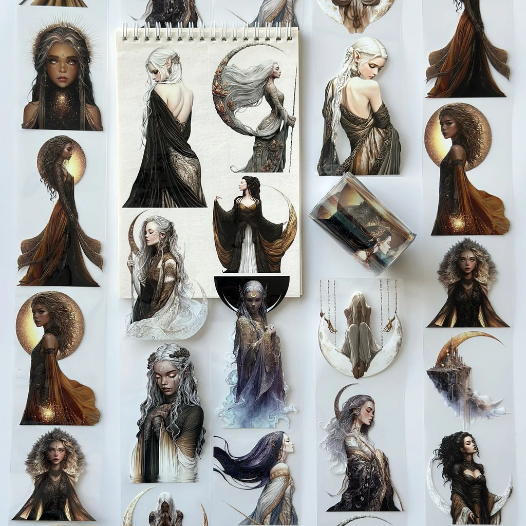 Moonlight Goddess Pet Tape – Mystic Fantasy Women, Golden Moon Aesthetic, Elegant Dark Art, Tax Included – SRP161