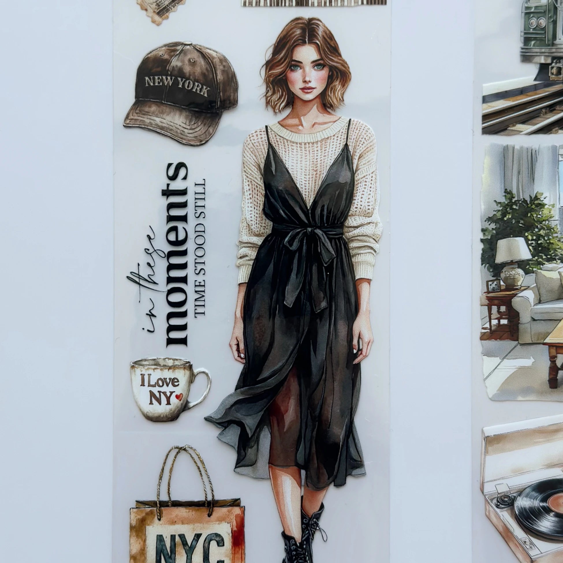 NYC Elegance Oil PET Tape – New York City Girl Sticker Roll – Urban Vintage 7cm Journal Deco – SRP139