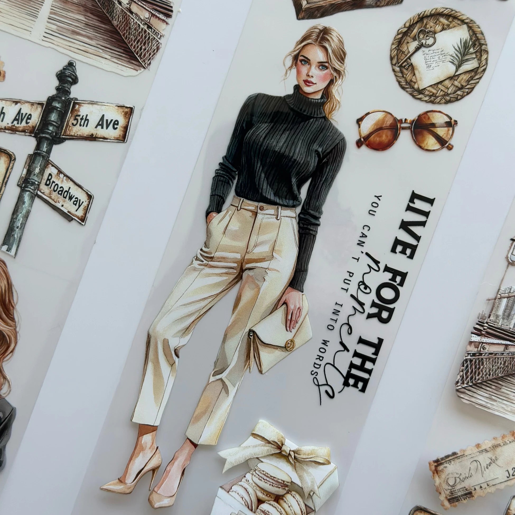 NYC Elegance Oil PET Tape – New York City Girl Sticker Roll – Urban Vintage 7cm Journal Deco – SRP139