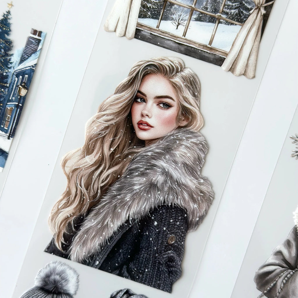 Winter Serenity Fashion Girl Pet Tape – Cozy Winter Aesthetic, Snowy Home Scene, Elegant Blue Tones, Tax Included – SRP160