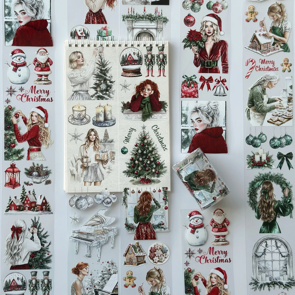 Christmas Harmony Pet Tape – Elegant Holiday Girls, Cozy Piano Scene, Red & Green Christmas Aesthetic, Tax Included – SRP162