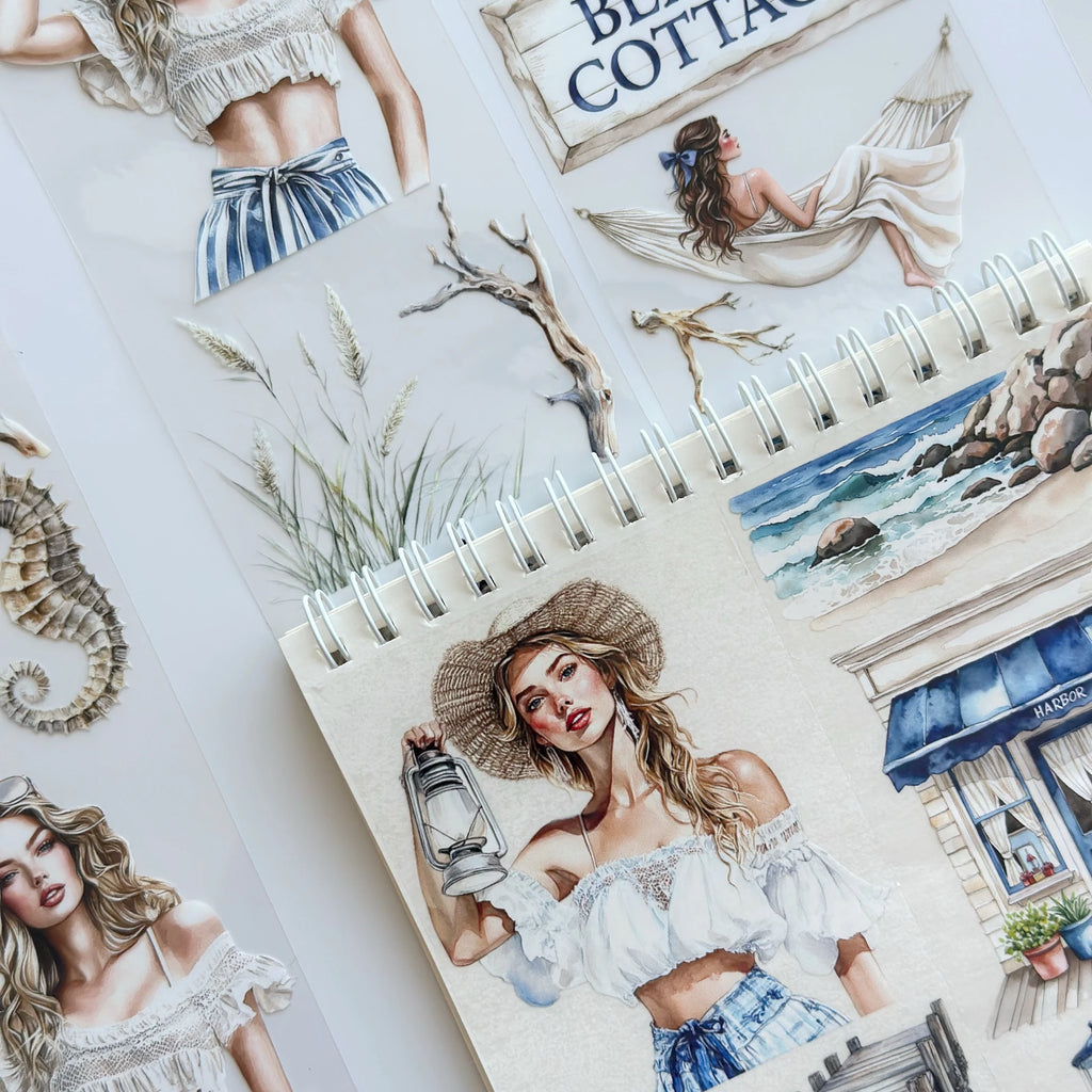 The Story of Waves Oil PET Tape – Coastal Girl Sticker Roll – Nautical Scrapbook Tape 7cm – SRP138