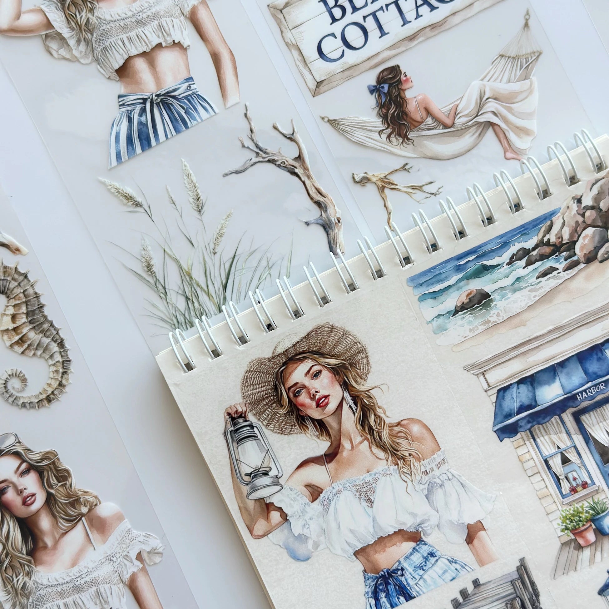 The Story of Waves Oil PET Tape – Coastal Girl Sticker Roll – Nautical Scrapbook Tape 7cm – SRP138