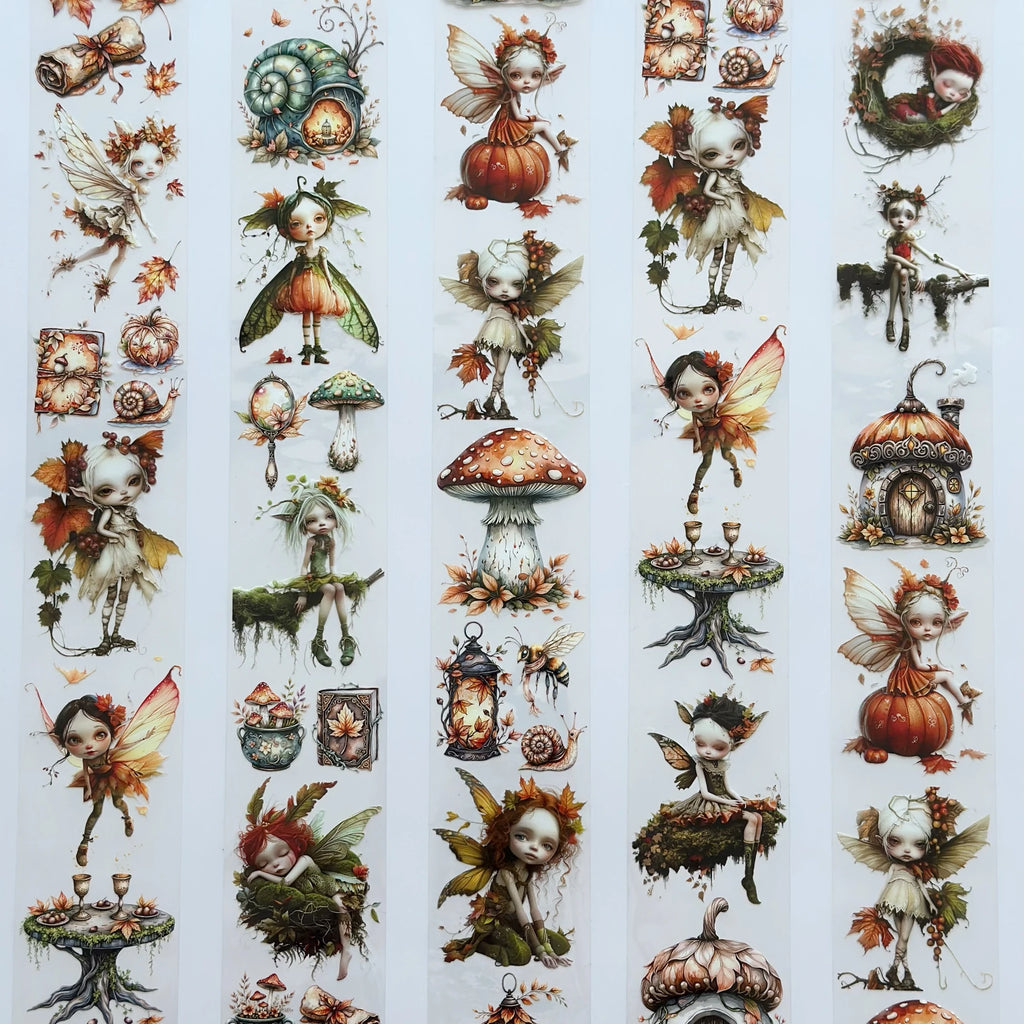 Fairy Dust Oil PET Tape – Autumn Forest Fairy Scrapbook Roll – Whimsical 7cm Sticker – SRP133