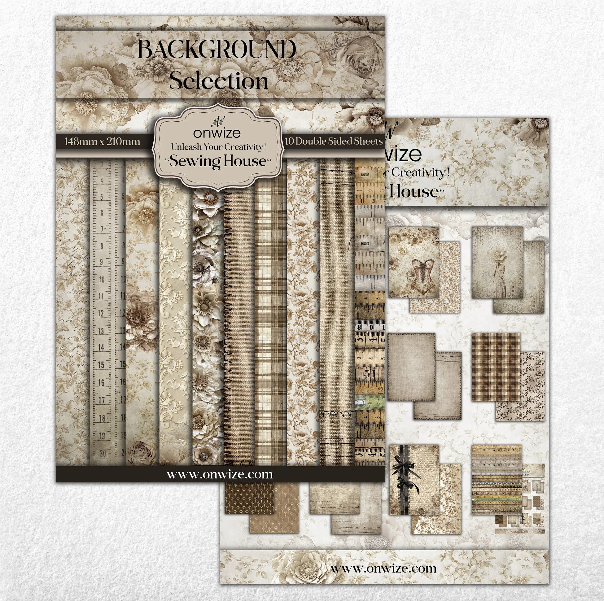 Scrapbooking 'Sewing House' 10 sheets 148x210mm (5"X8") 220 gsm Backgrounds Selection