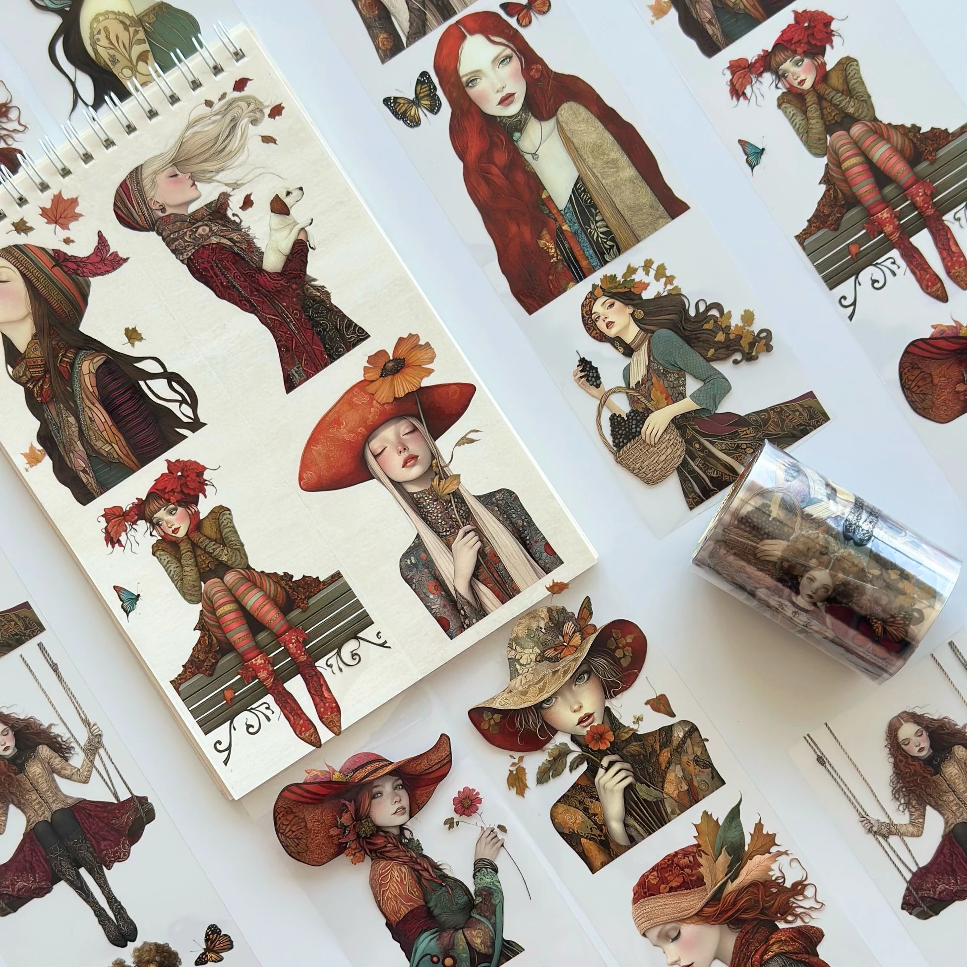 An Autumn Story Oil PET Tape – Fall Girl Scrapbook Sticker Roll – 7cm Journal Deco – SRP132