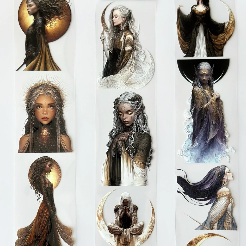 Moonlight Goddess Pet Tape – Mystic Fantasy Women, Golden Moon Aesthetic, Elegant Dark Art, Tax Included – SRP161