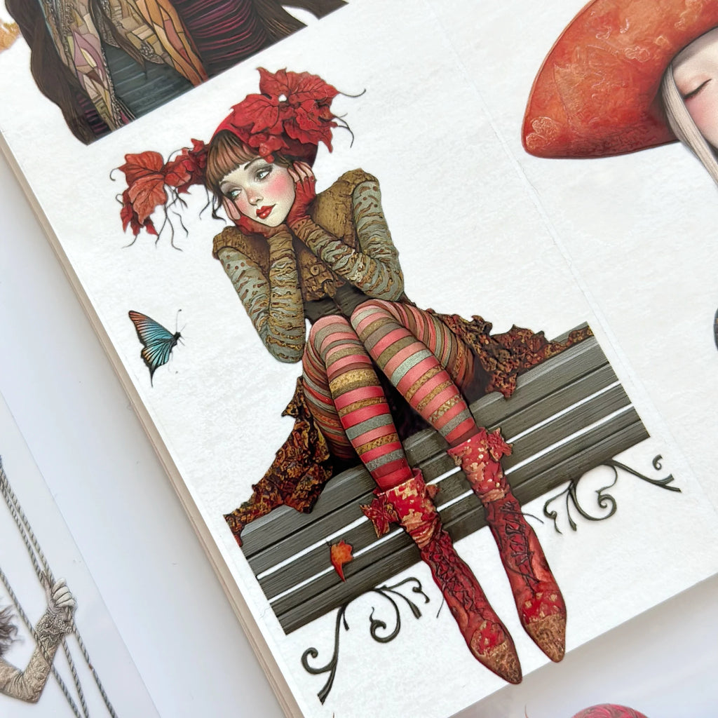 An Autumn Story Oil PET Tape – Fall Girl Scrapbook Sticker Roll – 7cm Journal Deco – SRP132