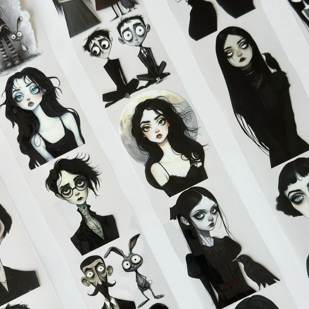Gothic Family Pet Tape – Dark Aesthetic Characters, Tim Burton Style Art, Creepy Cute Halloween Tape, Tax Included – SRP163