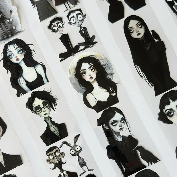 Gotik Aile Evcil Hayvanı Kaseti – Karanlık Estetik Karakterler, Tim Burton Tarzı Sanat, Ürkütücü Sevimli Cadılar Bayramı Kaseti, Vergi Dahil – SRP163