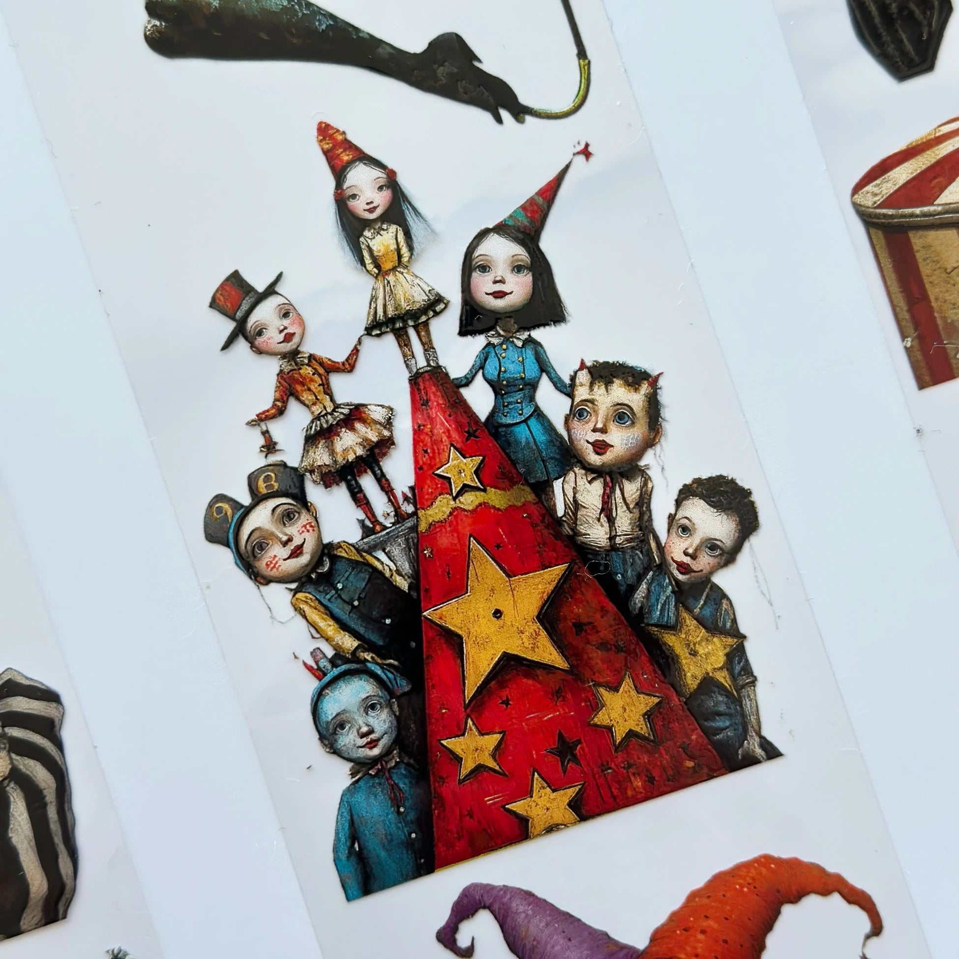 Abracadabra Circus Oil PET Tape – Vintage Clown & Carnival Sticker Roll – 7cm Whimsical Deco – SRP140