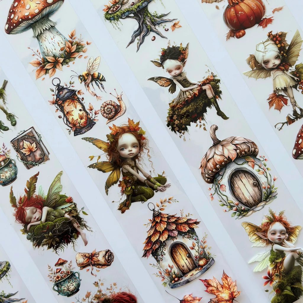 Fairy Dust Oil PET Tape – Autumn Forest Fairy Scrapbook Roll – Whimsical 7cm Sticker – SRP133